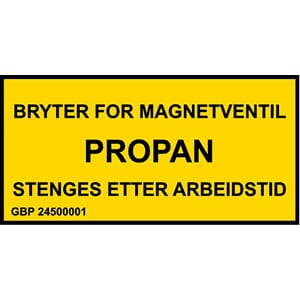 Skilt Bryter for magnetventil  15 X 7.5 cm