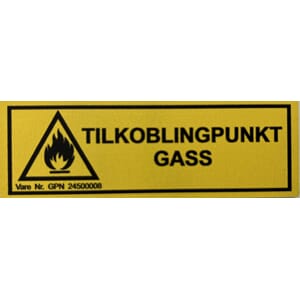 Skilt Tilkoblingspunkt Gass 89x30mm